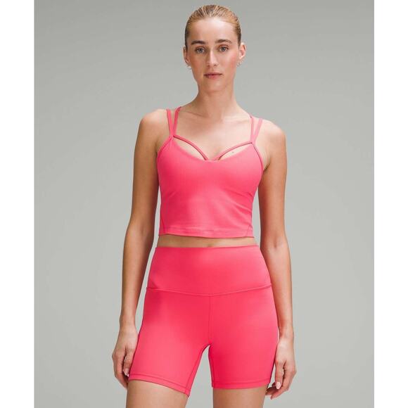 Lululemon Align Strappy Ribbed Tank Top Size 2 A/B Cup Glaze Pink Pilates RARE - Picture 1 of 7